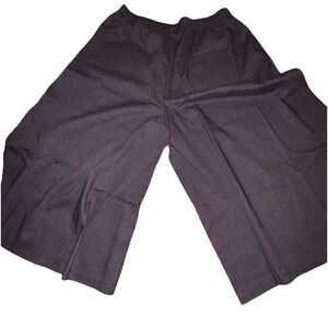 Belle + Zeke Women's 3X Black Flare Pants Linen Blend Pull-On Gathered Waist Flo